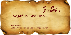 Forján Szelina névjegykártya